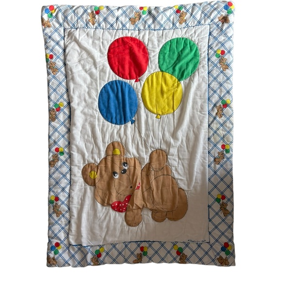 That’s Our Baby Other - Vintage That’s Our Baby Quilted Crib Blanket Bear Balloons